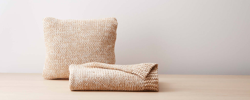 natural beige throw and pillow