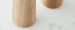 oak and marble salt and pepper mills