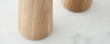 oak and marble salt and pepper mills