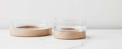 glass bowls on ash base
