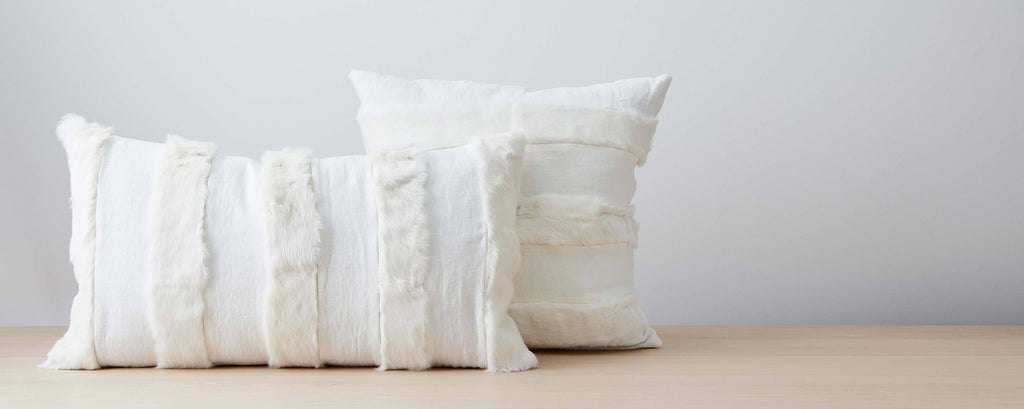 rabbit fur striped pillows
