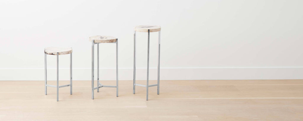 petrified wood round side tables