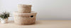 handwoven fabric flat baskets
