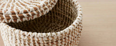 handwoven fabric flat baskets