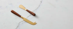 wood gold cheese knife and spreader