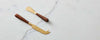 wood gold cheese knife and spreader
