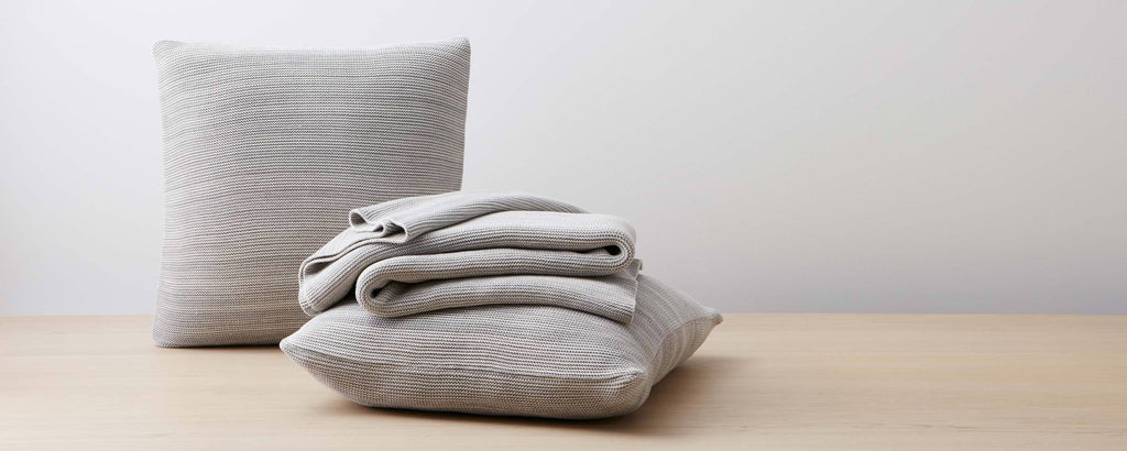cotton light grey marled pillow and throw