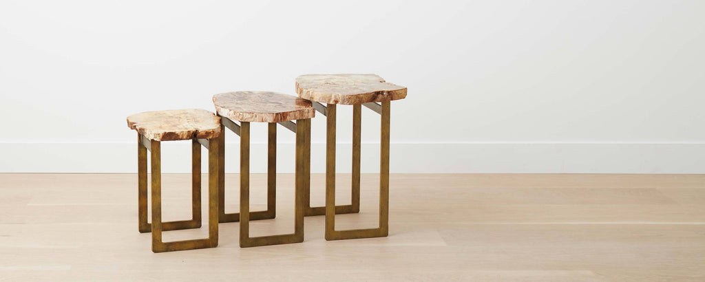 petrified wood nesting tables
