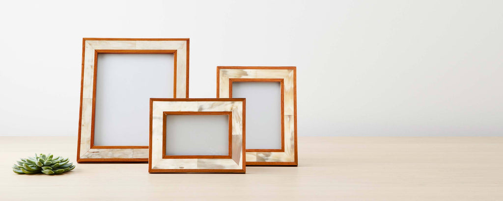 horn frames w/ teak border