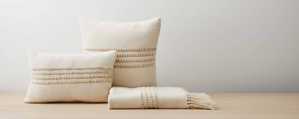 llama camel stripe pillows and throw