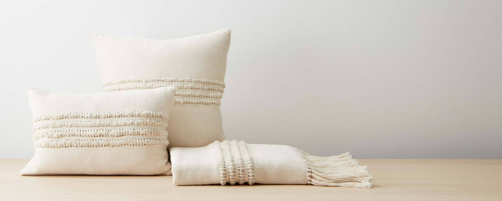 llama natural stripe pillows and throw