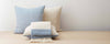 llama blue natural pillow and throw