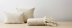 natural gray pillows and throw