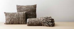 natural chocolate gray pillows and throw