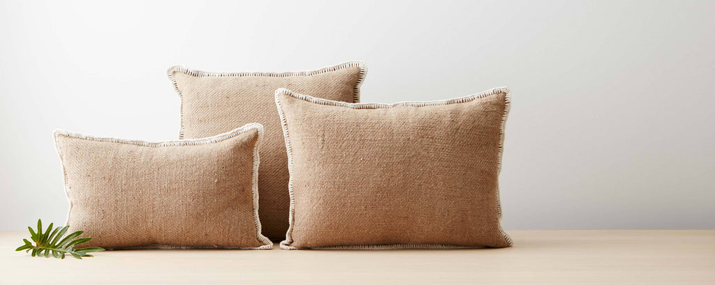 jute cotton trim pillows