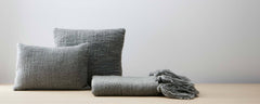 seba dark gray pillows and throw