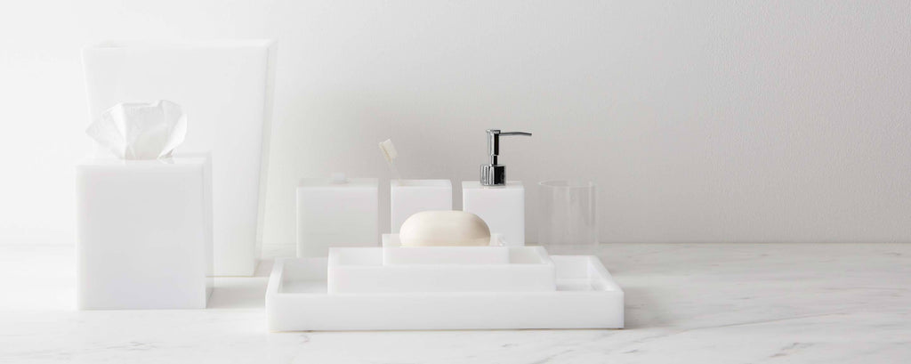 white lucite bath collection