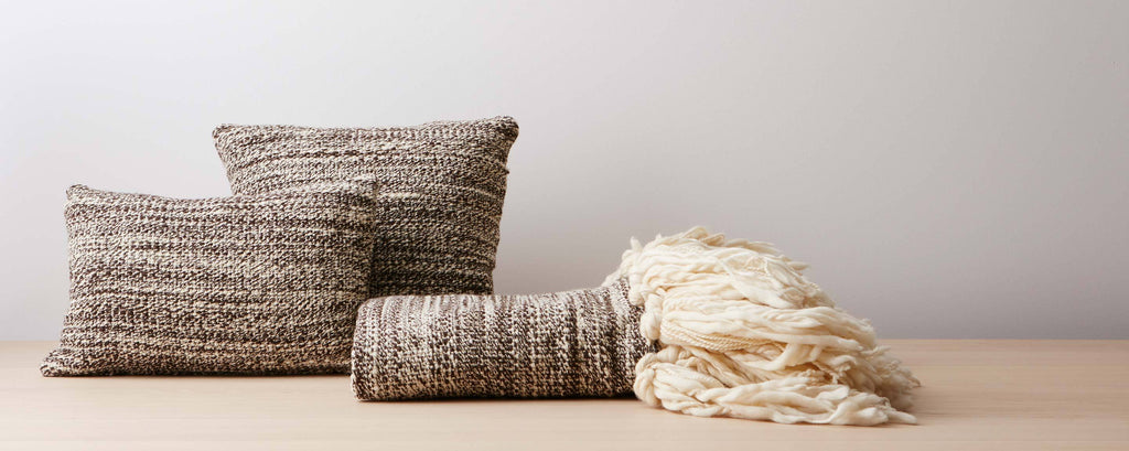 charcoal natural pillows and throw