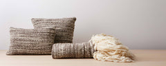 charcoal natural pillows and throw